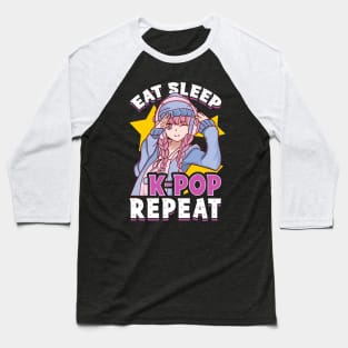 Cute & Funny Eat Sleep K-Pop Repeat Korean Music Baseball T-Shirt